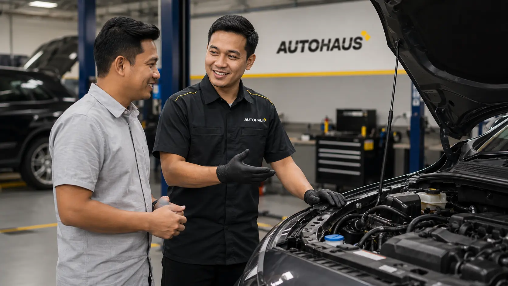 Service Advisor membantu pelanggan Autohaus